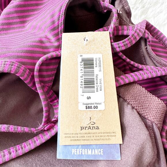 PrAna Striped Performance Dress Small Purple Pink Activewear Size Small - Picture 8 of 8